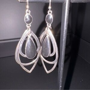 Lia Sophia Silver and Black Geometric Earrings